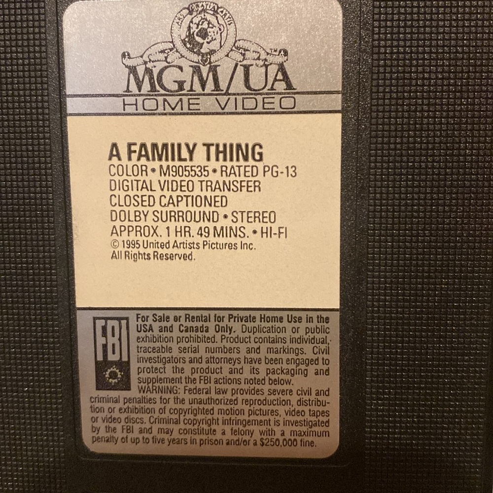 💫 A Family Thing VHS - Picture 7 of 10